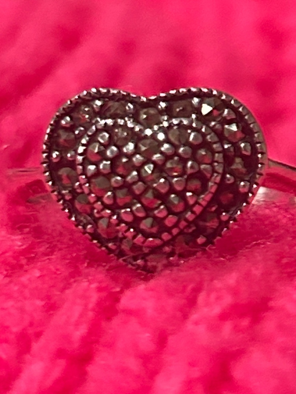 Heart-Shaped Marcasite Accent Ring in Sterling Silver .925